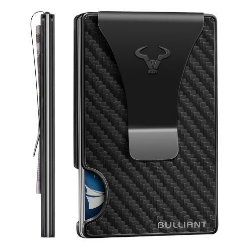 Billetera para hombre, expandible para 15 tarjetas, minimalista negro metálico