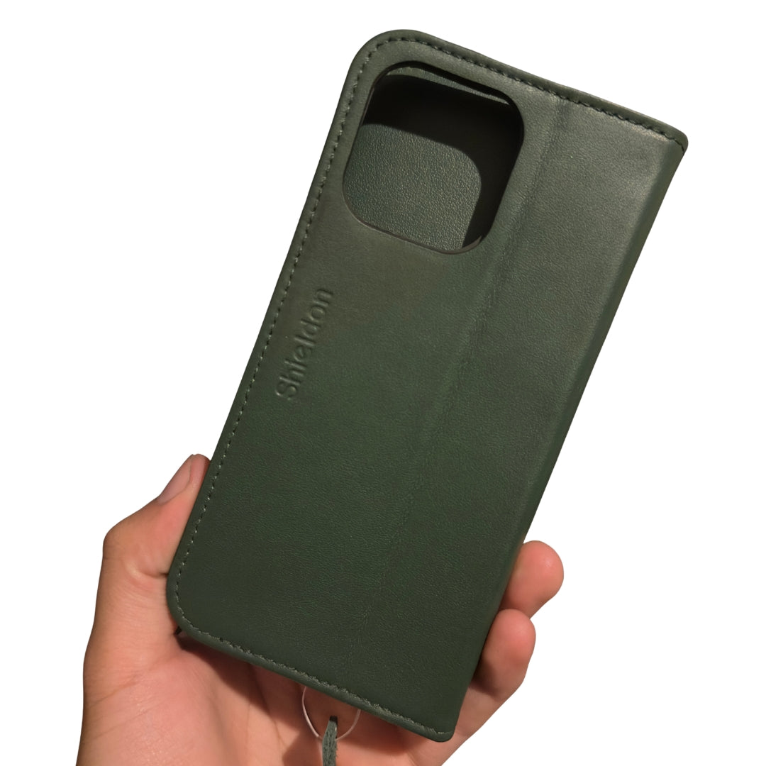 Funda de Piel Tipo Cartera para iPhone 13 Pro Max con RFID y Soporte (SHIELDON)