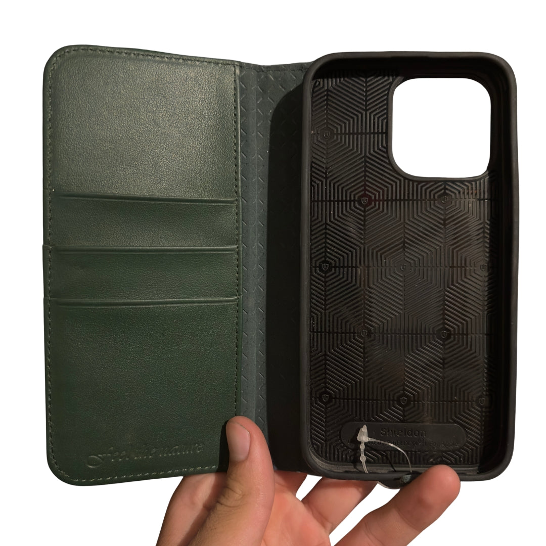 Funda de Piel Tipo Cartera para iPhone 13 Pro Max con RFID y Soporte (SHIELDON)